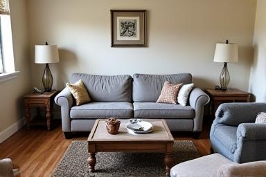 散らかった質素なリビングルーム