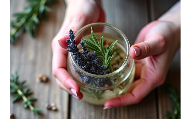 ドライハーブと天然木を使ったアロマディフューザー作りの様子